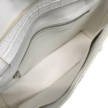 Balenciaga Shoulder Bag Downtown XS 671355 White Shape Pressed Leather