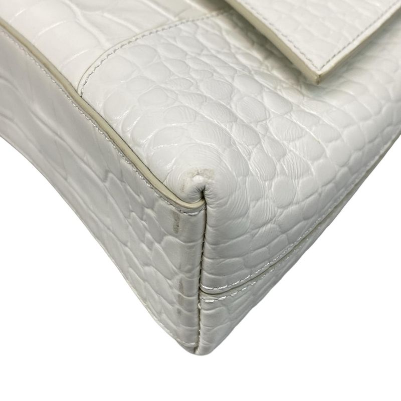 Balenciaga Shoulder Bag Downtown XS 671355 White Shape Pressed Leather