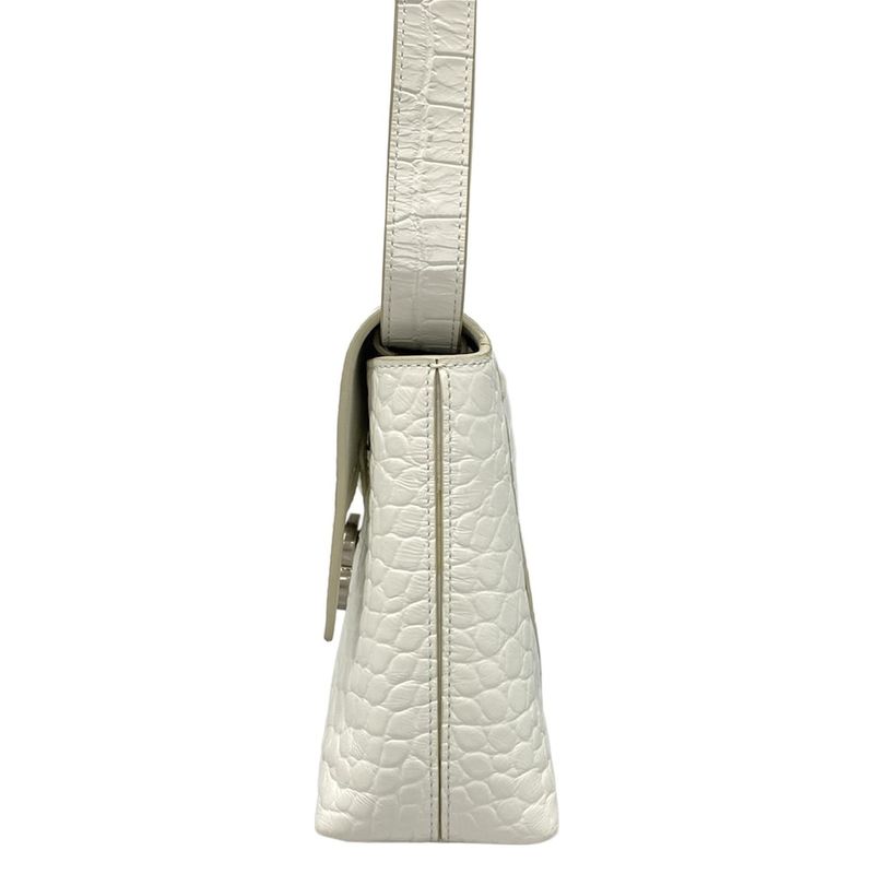 Balenciaga Shoulder Bag Downtown XS 671355 White Shape Pressed Leather
