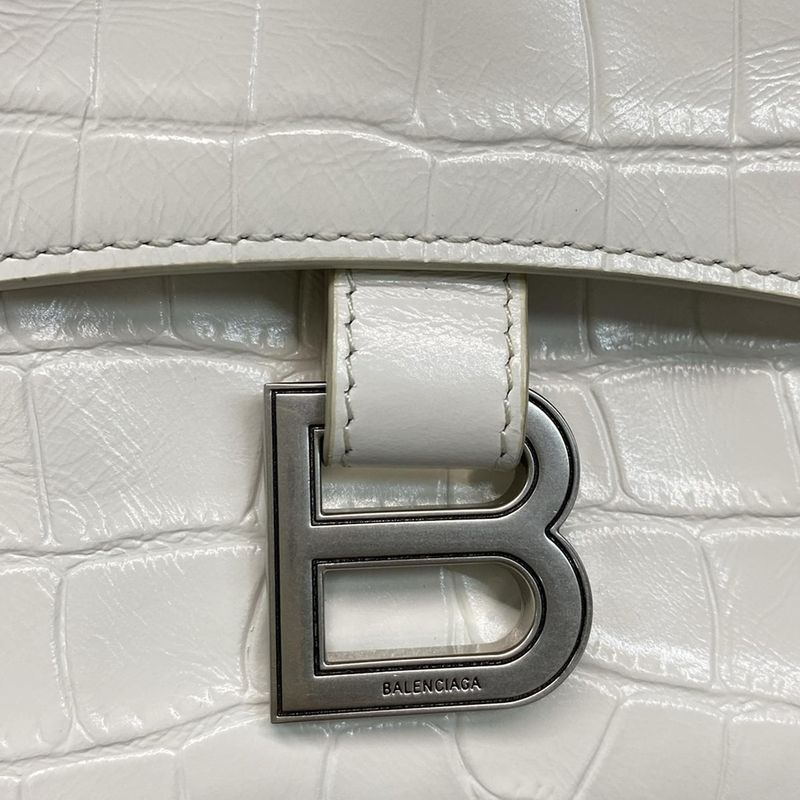 Balenciaga Shoulder Bag Downtown XS 671355 White Shape Pressed Leather