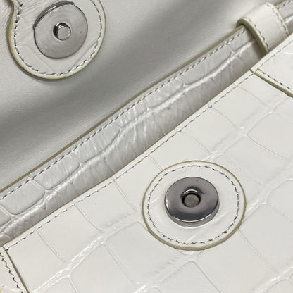Balenciaga Shoulder Bag Downtown XS 671355 White Shape Pressed Leather