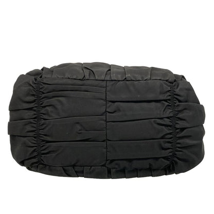 Prada Handbag Gathered Bag Black Leather Tag Leather