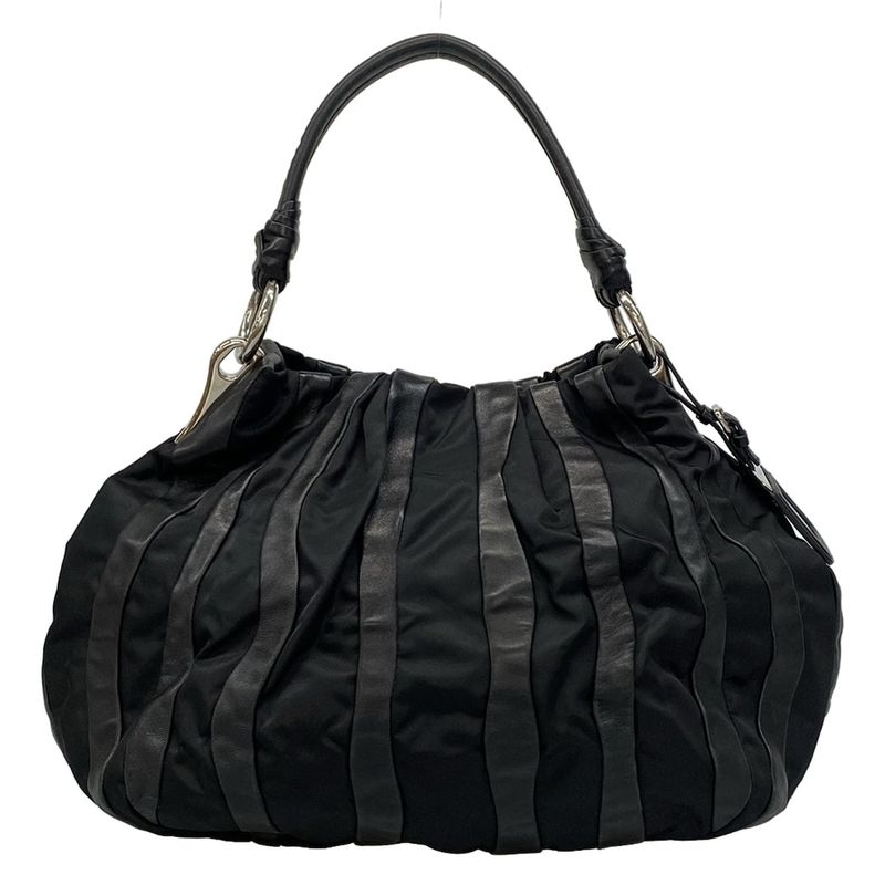 Prada Handbag - Br4006 Black Leather Tag Leather