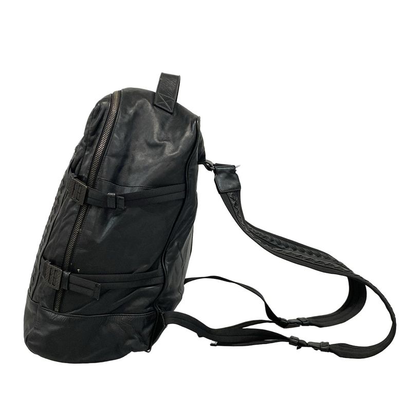 Bottega Veneta Backpack Sac Intrecciato Black Leather