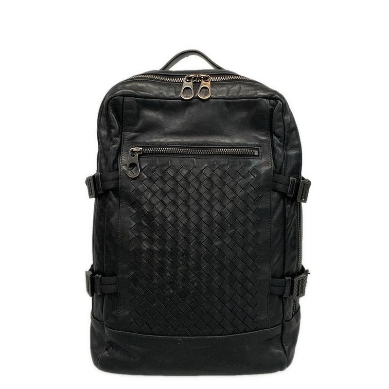 Bottega Veneta Backpack Sac Intrecciato Black Leather
