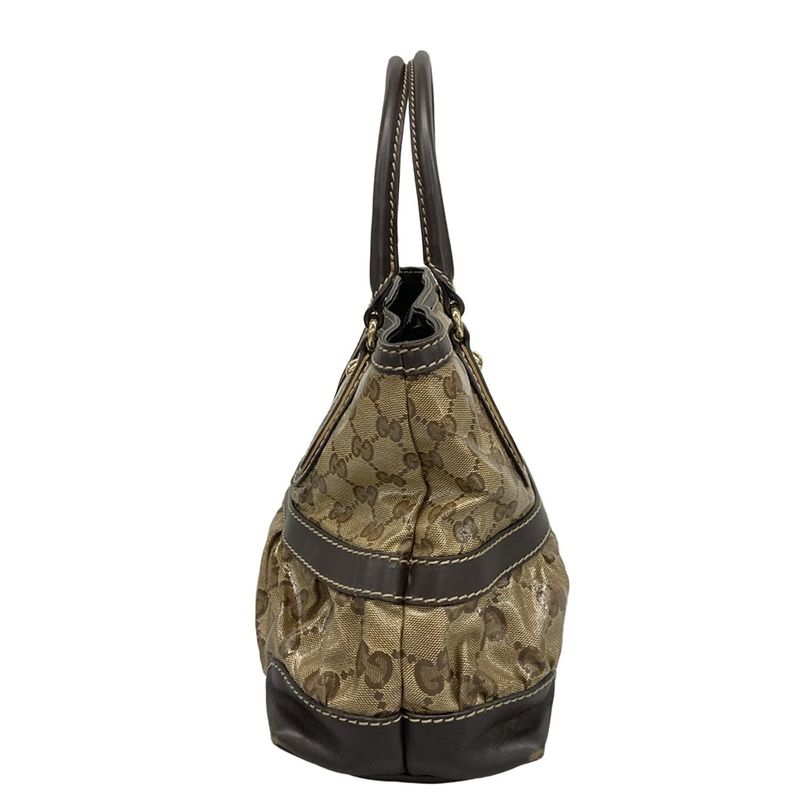 Gucci Tote Bag Crystal GG 223964 Dark Brown Leather