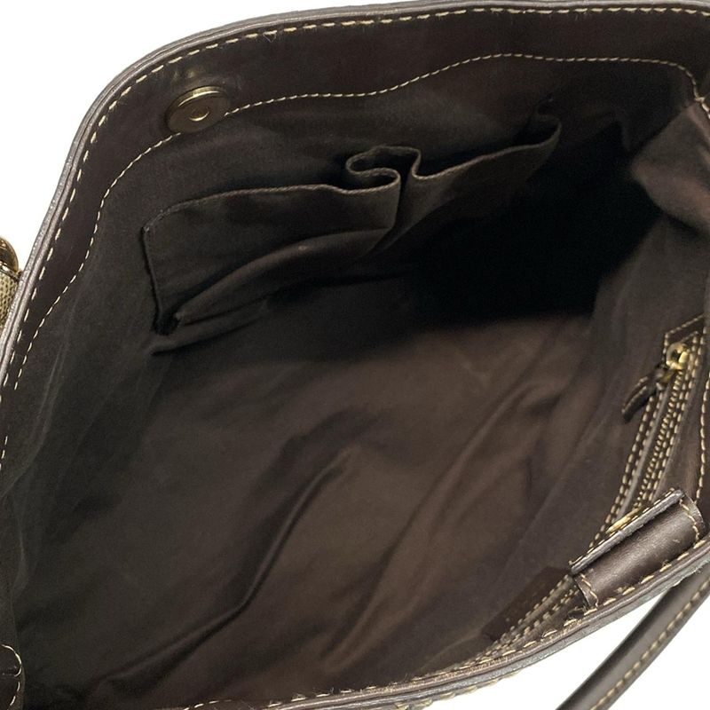 Gucci Tote Bag Crystal GG 223964 Dark Brown Leather