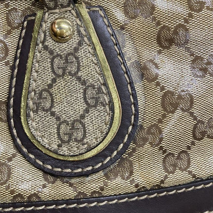 Gucci Tote Bag Crystal GG 223964 Dark Brown Leather