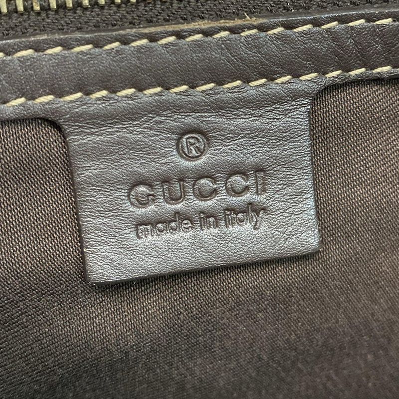 Gucci Tote Bag Crystal GG 223964 Dark Brown Leather