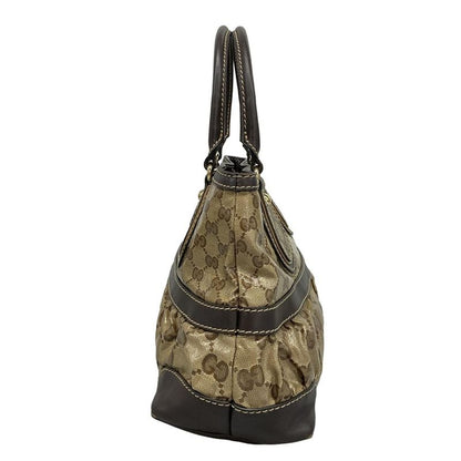 Gucci Tote Bag Crystal GG 223964 Dark Brown Leather