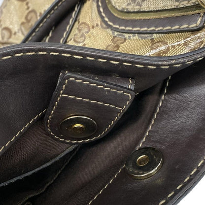 Gucci Tote Bag Crystal GG 223964 Dark Brown Leather