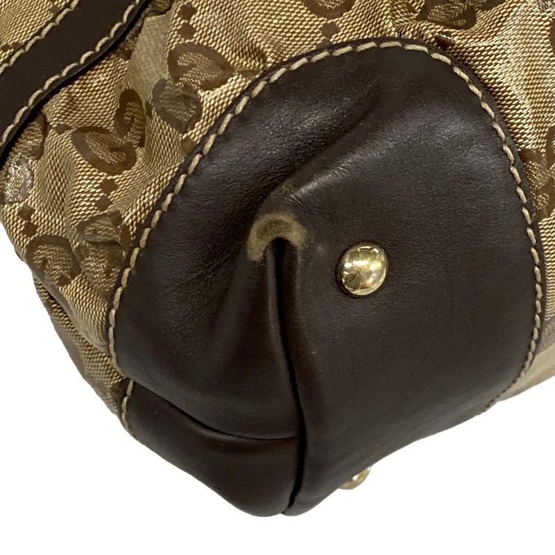 Gucci Tote Bag Crystal GG 223964 Dark Brown Leather