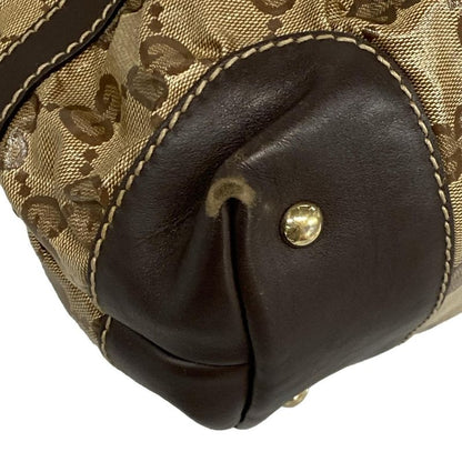 Gucci Tote Bag Crystal GG 223964 Dark Brown Leather