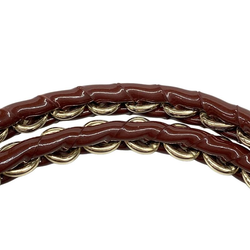 Fendi Handbag Mia Zucca Pattern 8br615-Ebz Bordeaux Chain Handle Leather