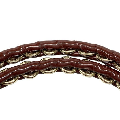 Fendi Handbag Mia Zucca Pattern 8br615-Ebz Bordeaux Chain Handle Leather