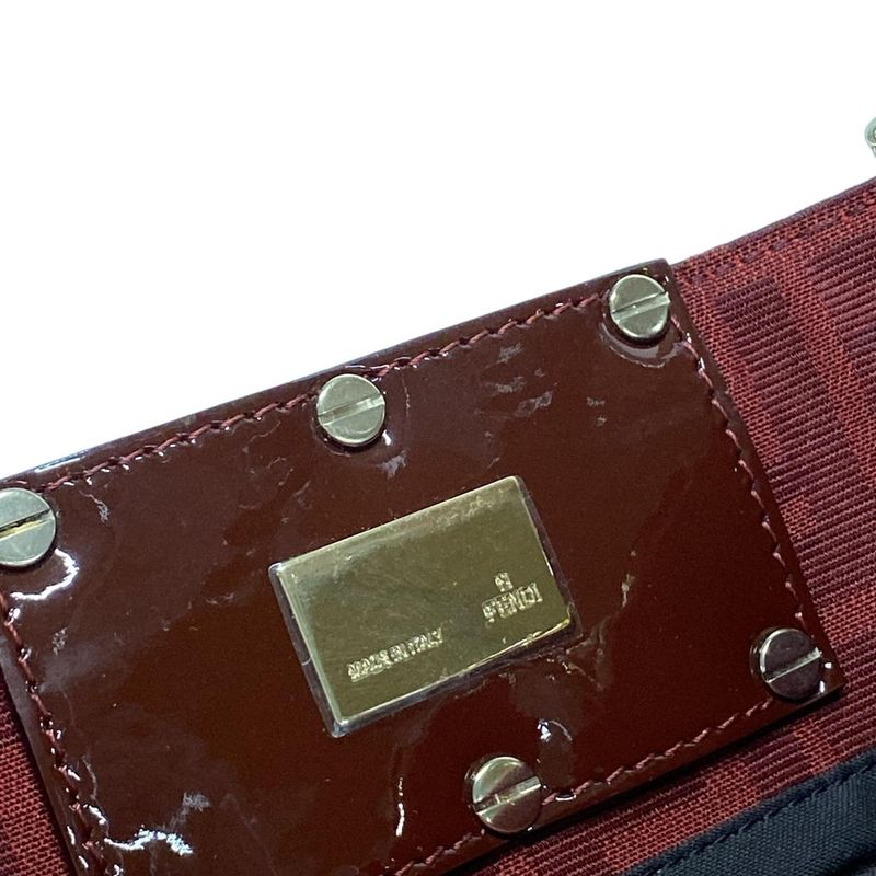 Fendi Handbag Mia Zucca Pattern 8br615-Ebz Bordeaux Chain Handle Leather