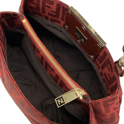 Fendi Handbag Mia Zucca Pattern 8br615-Ebz Bordeaux Chain Handle Leather