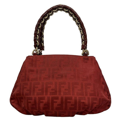 Fendi Handbag Mia Zucca Pattern 8br615-Ebz Bordeaux Chain Handle Leather
