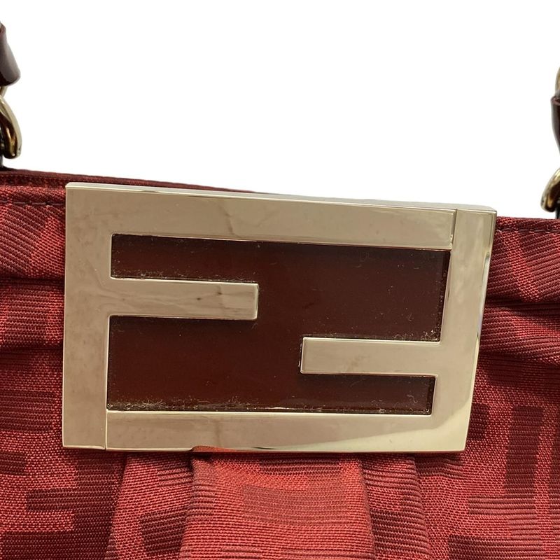 Fendi Handbag Mia Zucca Pattern 8br615-Ebz Bordeaux Chain Handle Leather