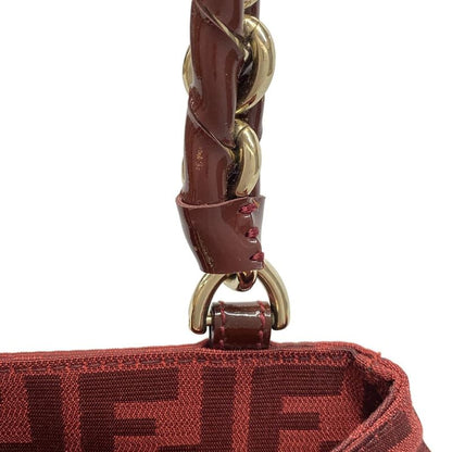 Fendi Handbag Mia Zucca Pattern 8br615-Ebz Bordeaux Chain Handle Leather