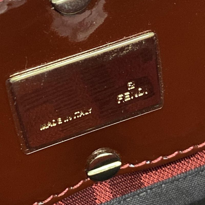 Fendi Handbag Mia Zucca Pattern 8br615-Ebz Bordeaux Chain Handle Leather