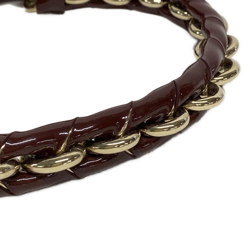 Fendi Handbag Mia Zucca Pattern 8br615-Ebz Bordeaux Chain Handle Leather