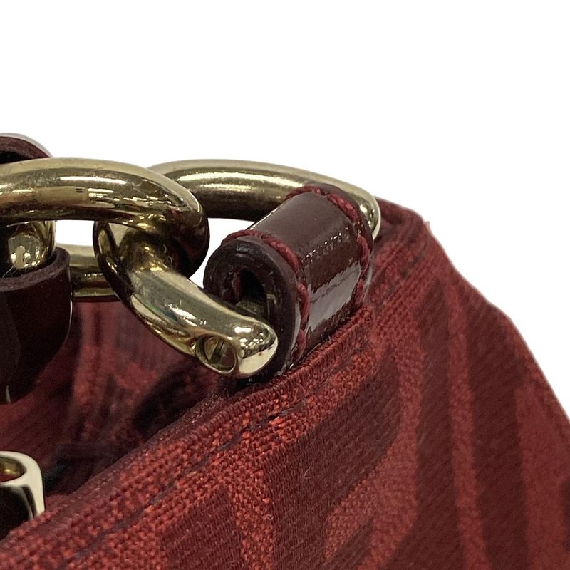 Fendi Handbag Mia Zucca Pattern 8br615-Ebz Bordeaux Chain Handle Leather