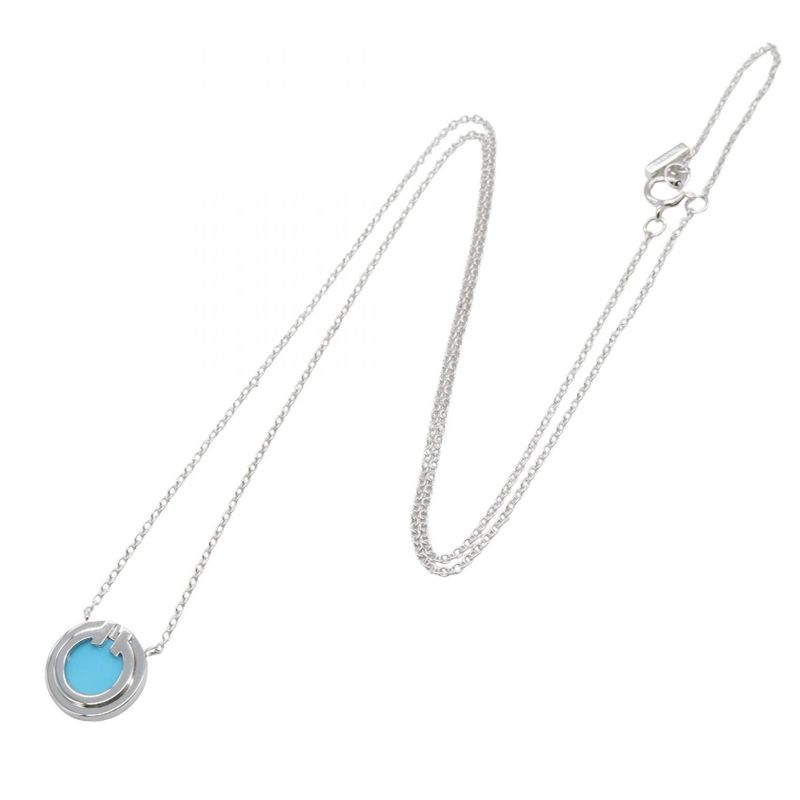 Tiffany & Co Tiffany＆co Necklace Two Circle Turquoise Necklace Neck Circumferenc