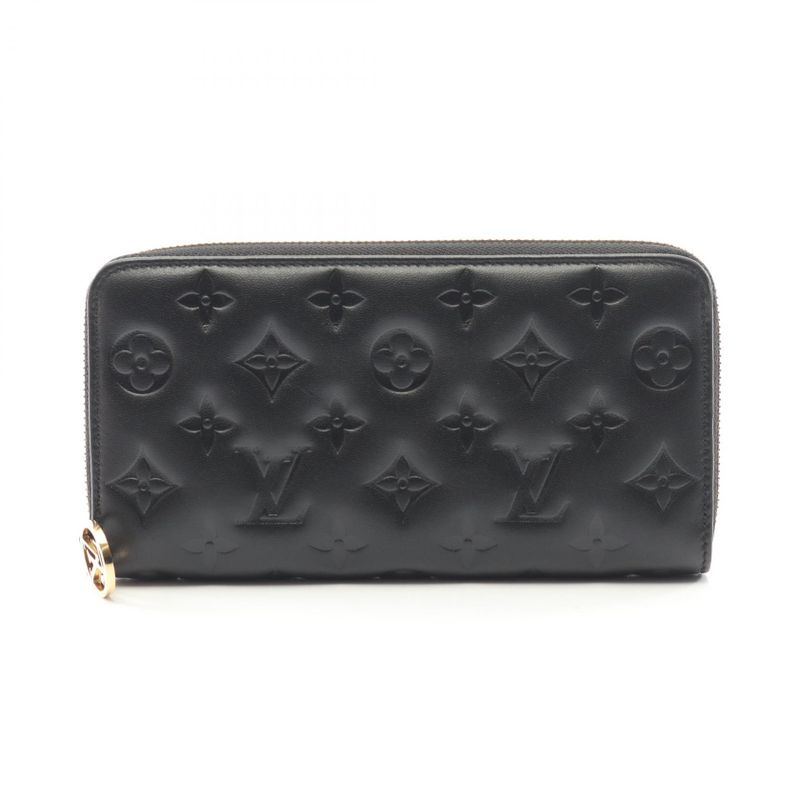 Louis Vuitton Round Long Wallet Zippy Wallet Couss in M81510 Noir Black Leather