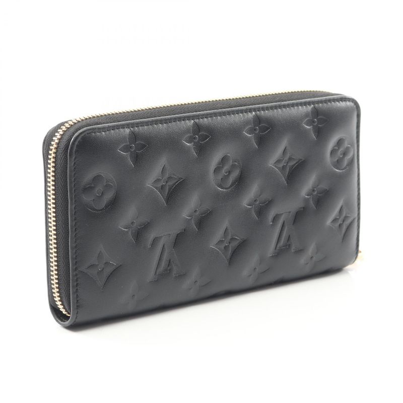 Louis Vuitton Round Long Wallet Zippy Wallet Couss in M81510 Noir Black Leather