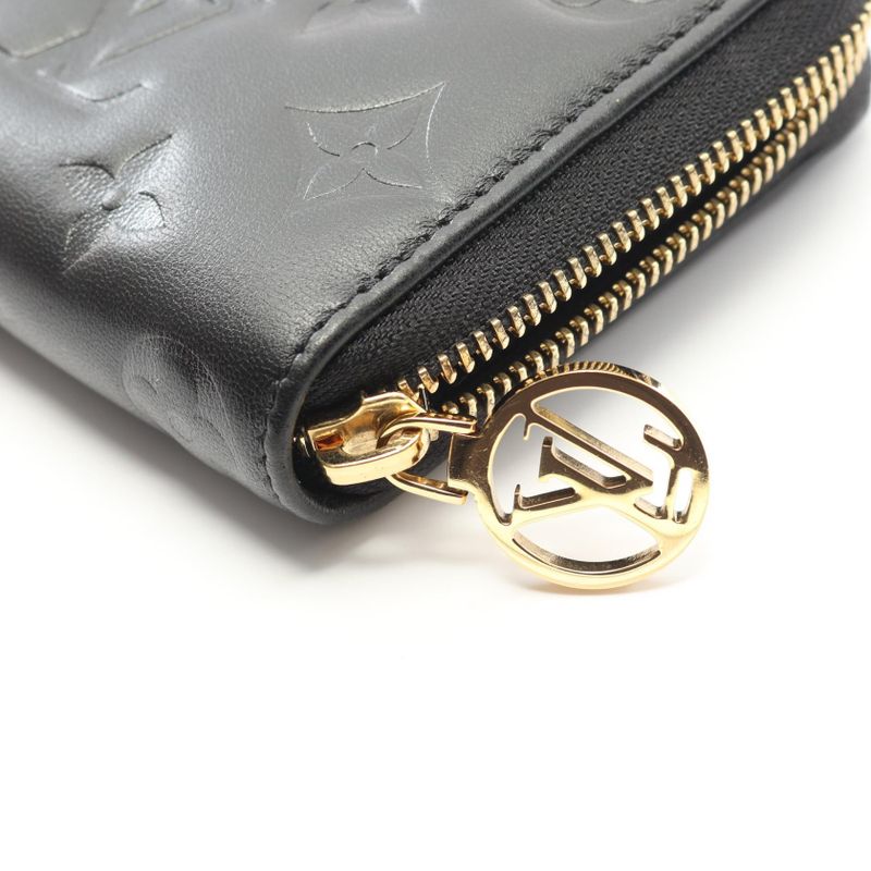 Louis Vuitton Round Long Wallet Zippy Wallet Couss in M81510 Noir Black Leather