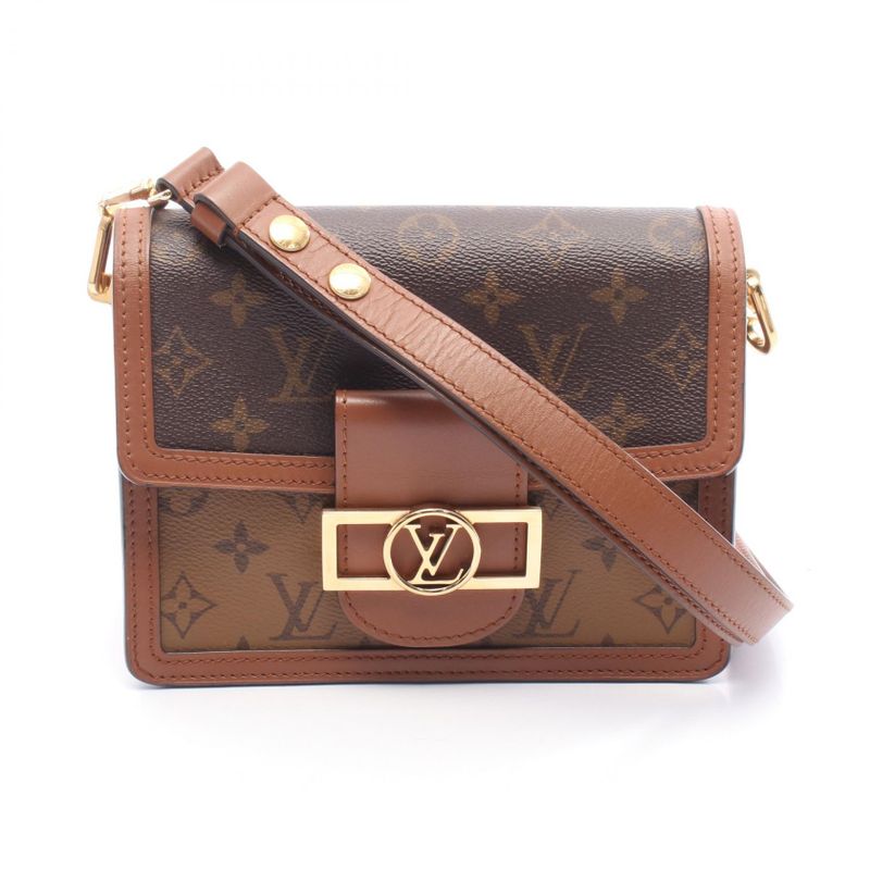Louis Vuitton Shoulder Bag Dauphine Mini M44580 PVC Coated Canvas Leather