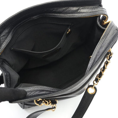 Chanel Tote Bag Triple Coco Mark Black Leather Calf Triple Coco Shoulder Tote