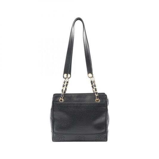 Chanel Tote Bag Triple Coco Mark Black Leather Calf Triple Coco Shoulder Tote
