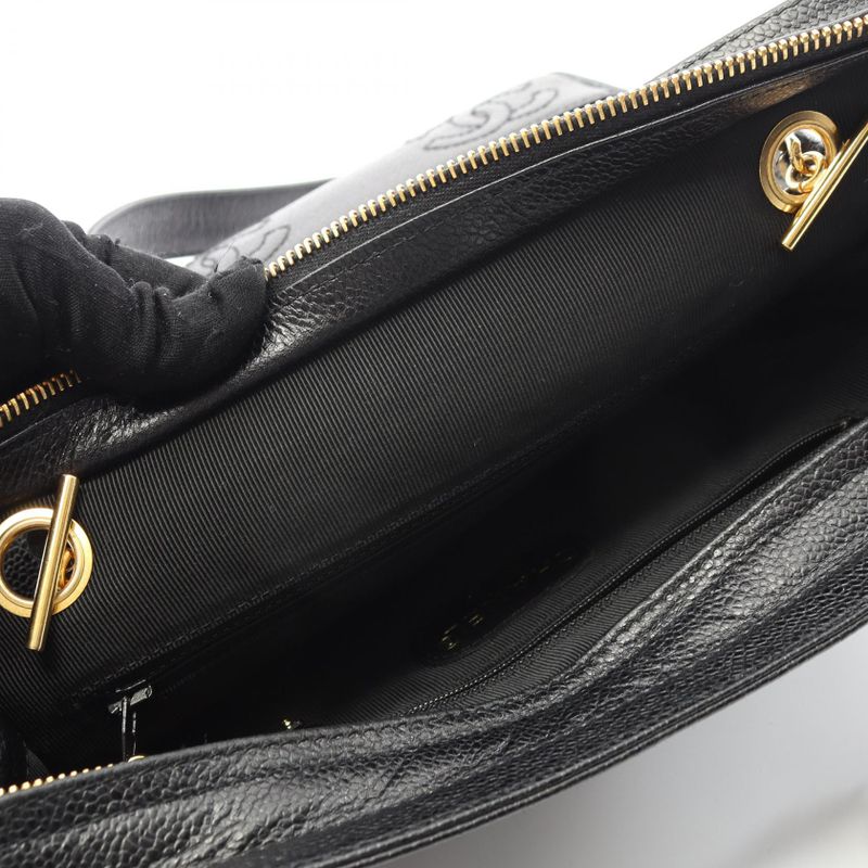 Chanel Tote Bag Triple Coco Mark Black Leather Calf Triple Coco Shoulder Tote