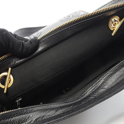 Chanel Tote Bag Triple Coco Mark Black Leather Calf Triple Coco Shoulder Tote
