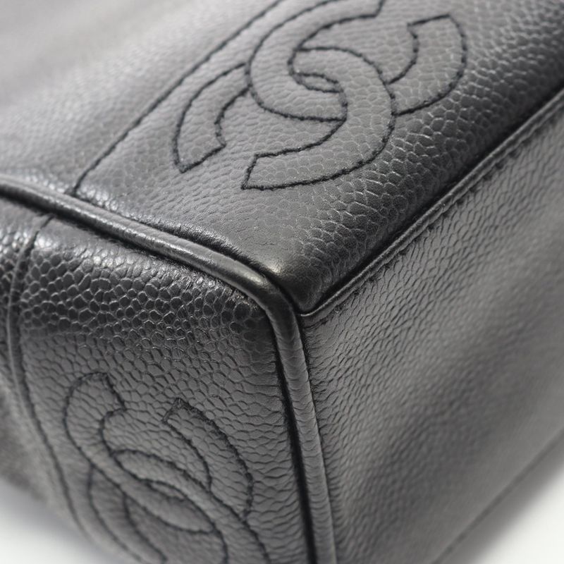 Chanel Tote Bag Triple Coco Mark Black Leather Calf Triple Coco Shoulder Tote