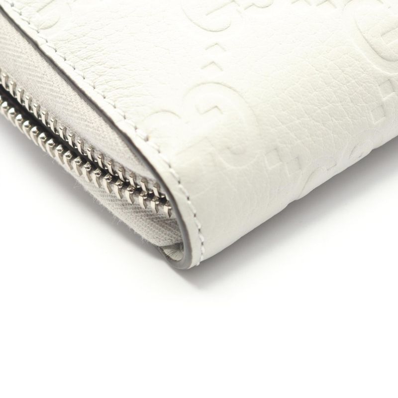 Gucci Round Long Wallet Gucci Imprint 835003 Light Gray Leather Gucci Imprint