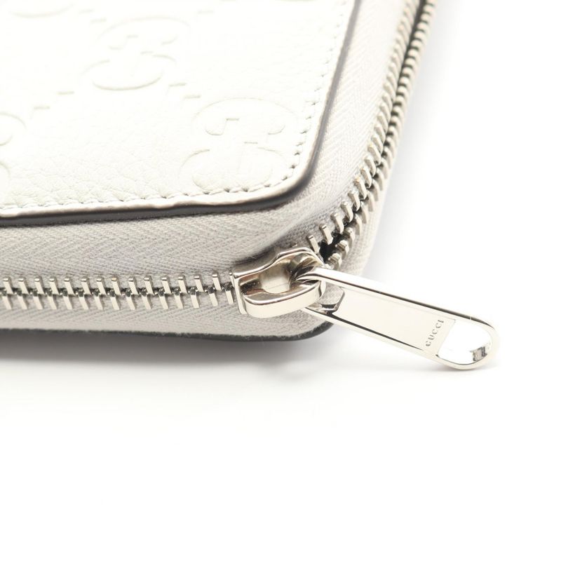 Gucci Round Long Wallet Gucci Imprint 835003 Light Gray Leather Gucci Imprint