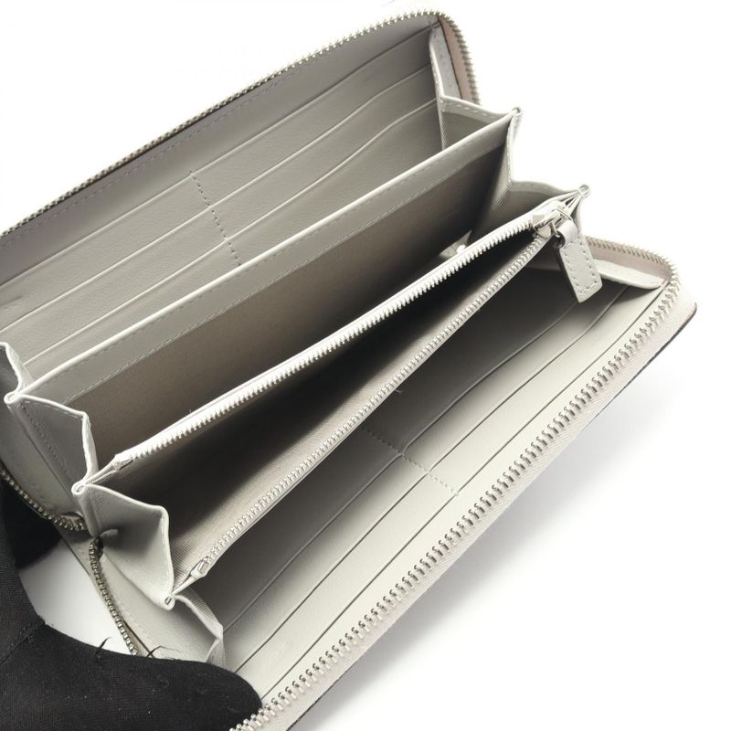 Gucci Round Long Wallet Gucci Imprint 835003 Light Gray Leather Gucci Imprint