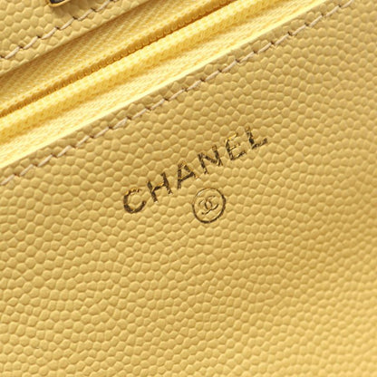 Chanel Shoulder Bag Matelasse Top Handle Yellow Caviar Skin (grained Calf)