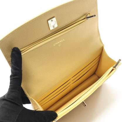 Chanel Shoulder Bag Matelasse Top Handle Yellow Caviar Skin (grained Calf)