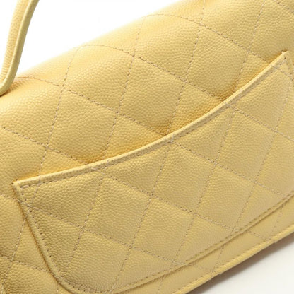 Chanel Shoulder Bag Matelasse Top Handle Yellow Caviar Skin (grained Calf)