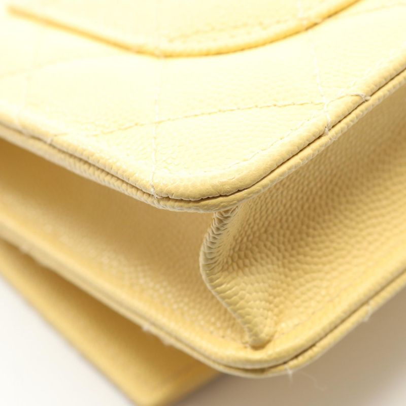 Chanel Shoulder Bag Matelasse Top Handle Yellow Caviar Skin (grained Calf)