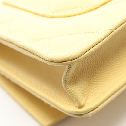 Chanel Shoulder Bag Matelasse Top Handle Yellow Caviar Skin (grained Calf)