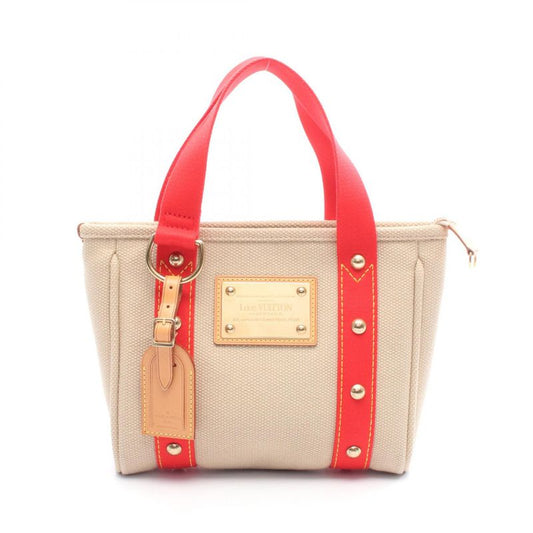 Louis Vuitton Tote Bag Cabas PM Antigua M40038 Beige Red Canvas Leather Cabas