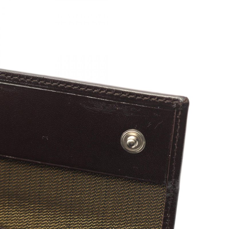 Fendi Key Case Zucca Black Dark Brown Canvas Leather Zucca 6 Row Key Case