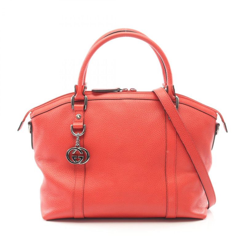 Gucci Tote Bag Interlocking Gcharm 341503 Red Leather Interlocking G 2way Tote