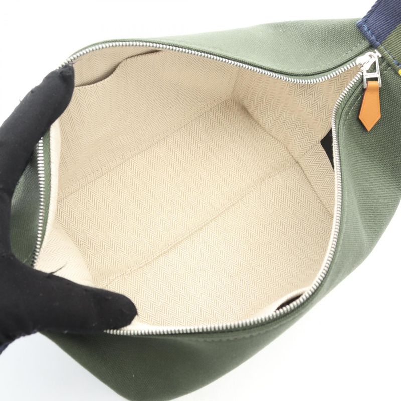 Hermes Handbag Brid a Black PM Dark Green Yellow Canvas