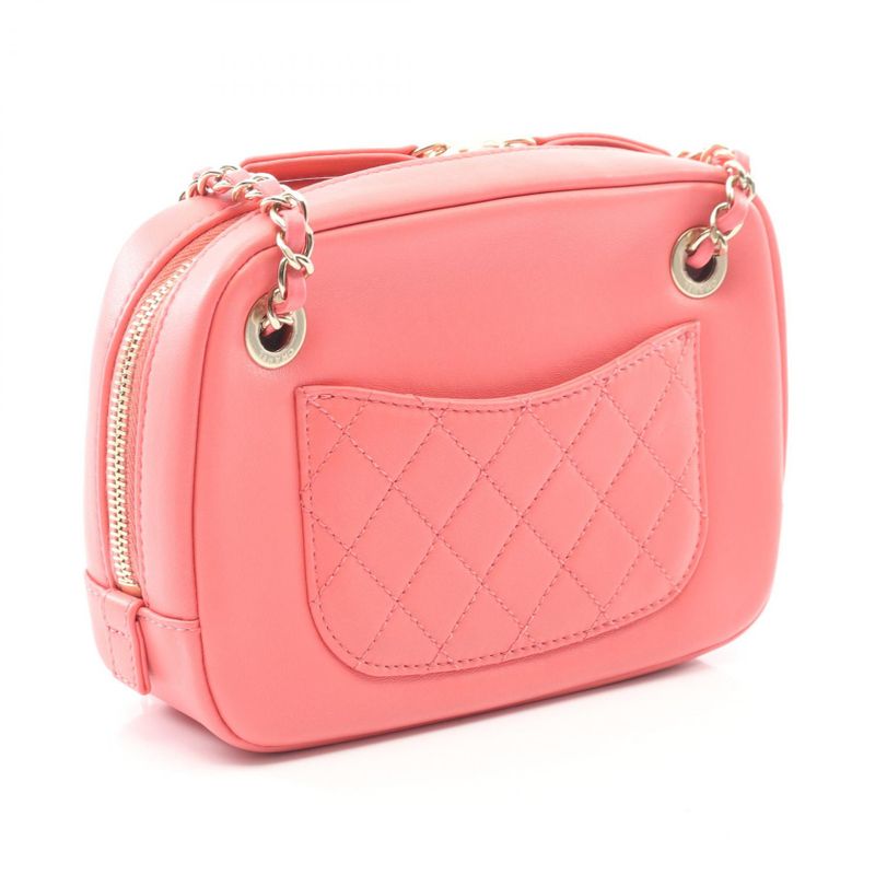 Chanel Shoulder Bag Coco Mark Pink Lambskin Coco Mark Bijou Crystal Camera Bag
